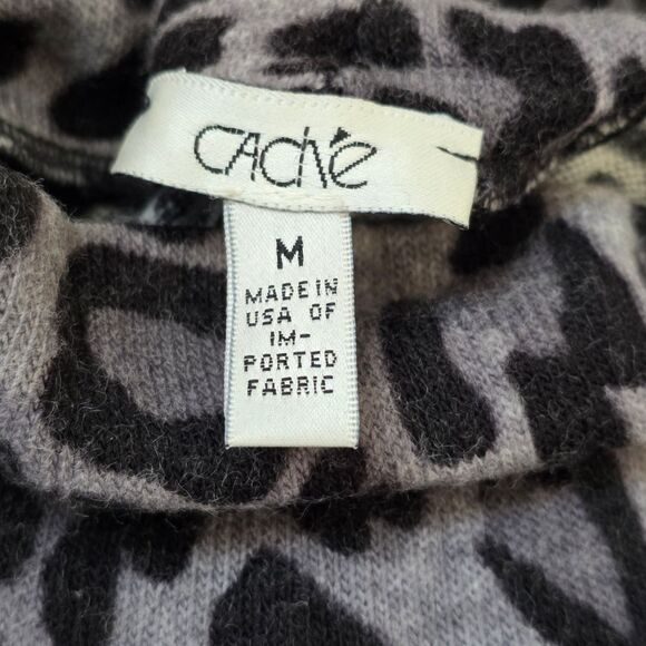 CACHÉ M Y2K Early 2000s Turtleneck Leopard Knit Sweater Dress - Picture 9 of 11